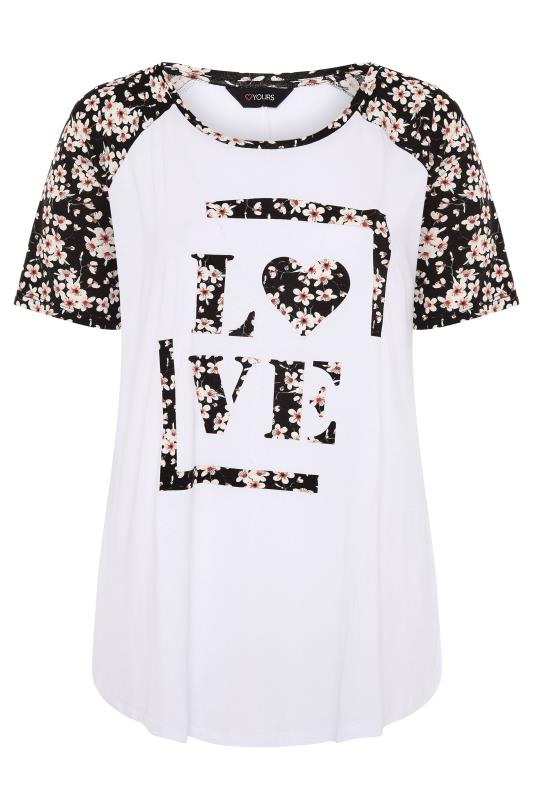 Curve White Floral Raglan 'Love' Slogan T-Shirt 6