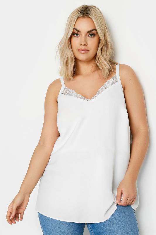  Grande Taille YOURS Curve White Lace Insert Cami Top