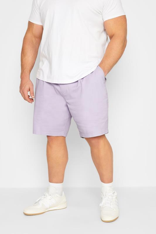 Men's  BadRhino Big & Tall Purple Stretch Elasticated Waist Chino Shorts