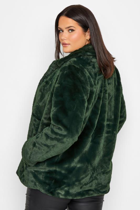 LTS Tall Women's Dark Green Faux Fur Jacket | Long Tall Sally 3