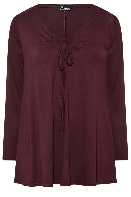 LIMITED COLLECTION Plus Size Plum Purple Keyhole Tie Long Sleeve Top | Yours Clothing  7