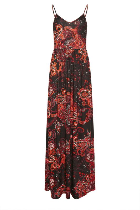 LTS Tall Women's Black & Red Paisley Print Strappy Maxi Dress | Long Tall Sally 2