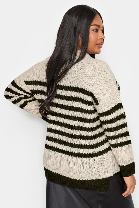 YOURS Plus Size Cream Stripe Chunky Knit Jumper | Yours Clothing 4