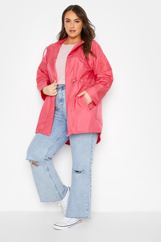 Plus Size Bright Pink Pocket Parka | Yours Clothing 2
