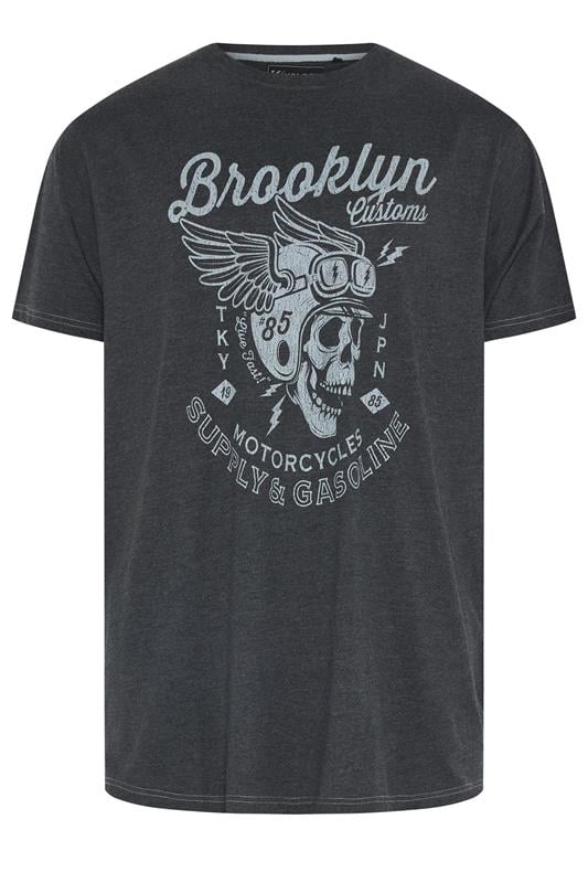 KAM Big & Tall Black Brooklyn Motorbike Graphic Print T-Shirt | BadRhino 1