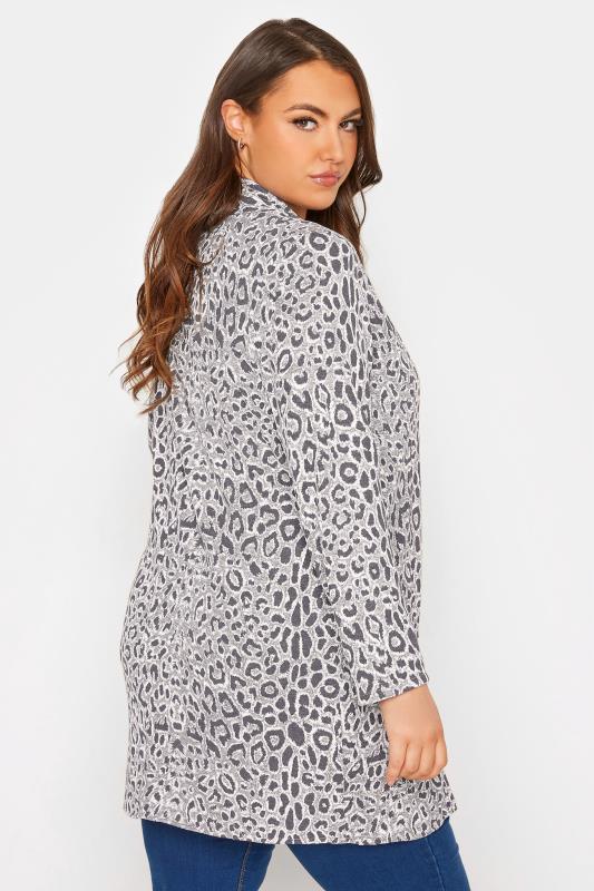 Plus Size Grey Leopard Print Longline Blazer | Yours Clothing 3