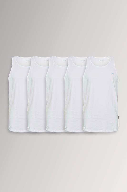 BadRhino Big & Tall White 5 Pack Vest Tops