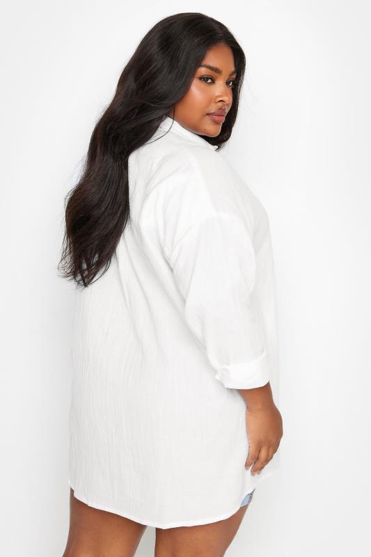 YOURS Plus Size White Pure Cotton Cheesecloth Shirt | Yours Clothing 5