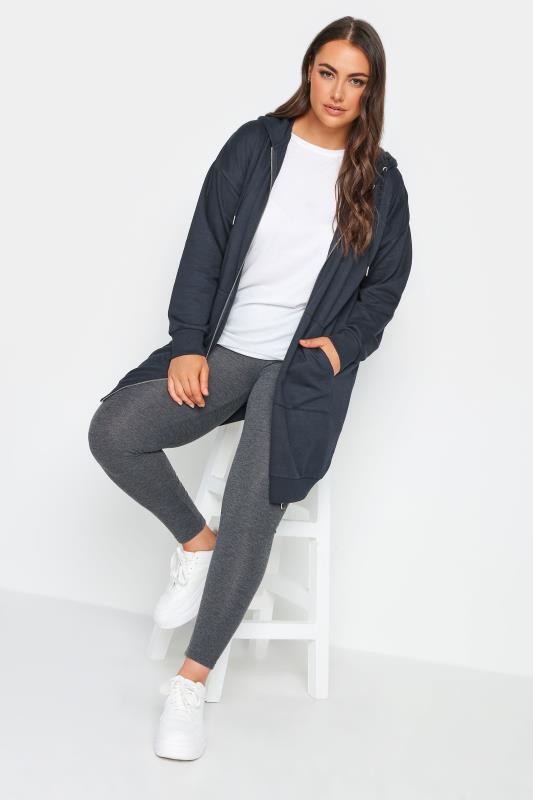 YOURS Plus Size Navy Blue Longline Zip Hoodie | Yours Clothing 2