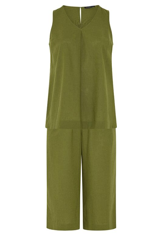 EVANS Plus Size Set Green Linen Vest & Trouser | Evans 7