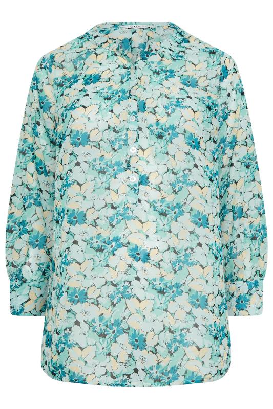 YOURS Curve Plus Size Blue Floral Chiffon Shirt | Yours Clothing  7
