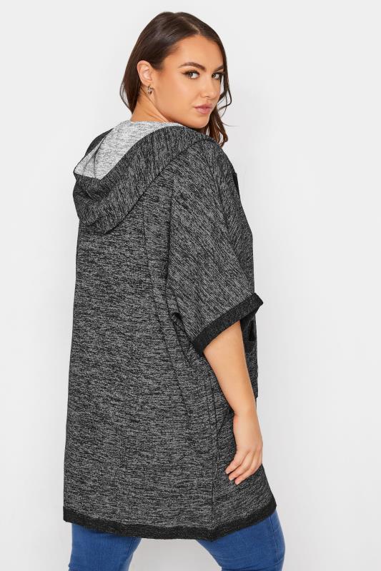 Curve Charcoal Grey Contrast Hooded Cardigan 1