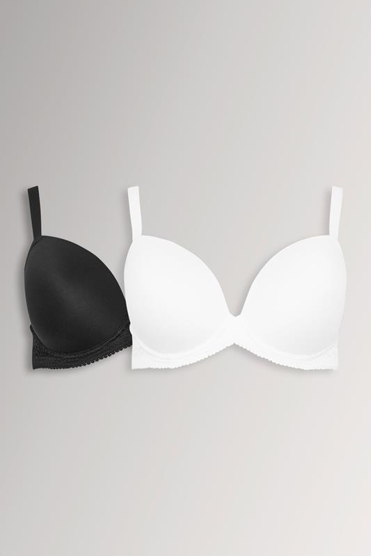  YOURSET 2 PACK Curve White & Black Soft Touch Moulded Underwired T-Shirt Bras