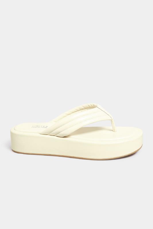 LIMITED COLLECTION White Flatform Toe Thong Sandals in Wide E Fit | Yours Clothing 3