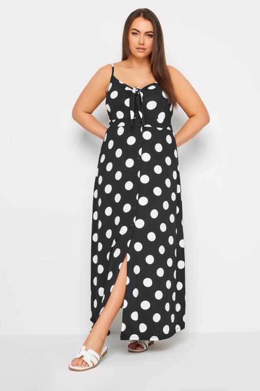 YOURS Plus Size Black Dot Print Maxi Dress | Yours Clothing 1