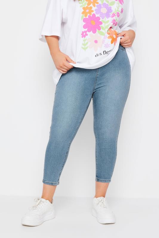 YOURS Plus Size Light Blue Stretch Cropped JENNY Jeggings | Yours Clothing 1