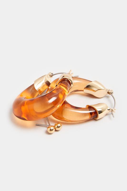 2 PACK Gold Tone Amber Square Hoop Earrings  3