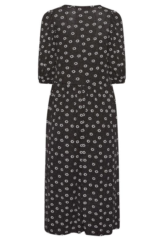 Petite Black Daisy Print Midaxi Dress | PixieGirl 7