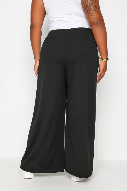 YOURS Plus Size Black Side Stripe Wide Leg Trousers | Yours Clothing 3
