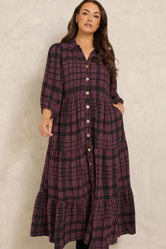 burgundy tiered maxi dress EVANS Plus Size Red Checked 95% Cottton Size:2-3 Yrs Burgundy floral dress dresses for vacation droopy and brown dresses