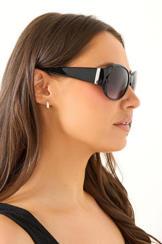 Black Arm Detail Sunglasses | Yours Clothing 1
