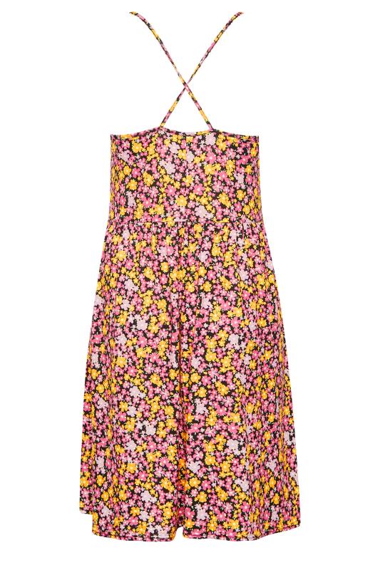 LIMITED COLLECTION Plus Size Pink Floral Print Ring Front Midi Dress | Yours Clothing 7
