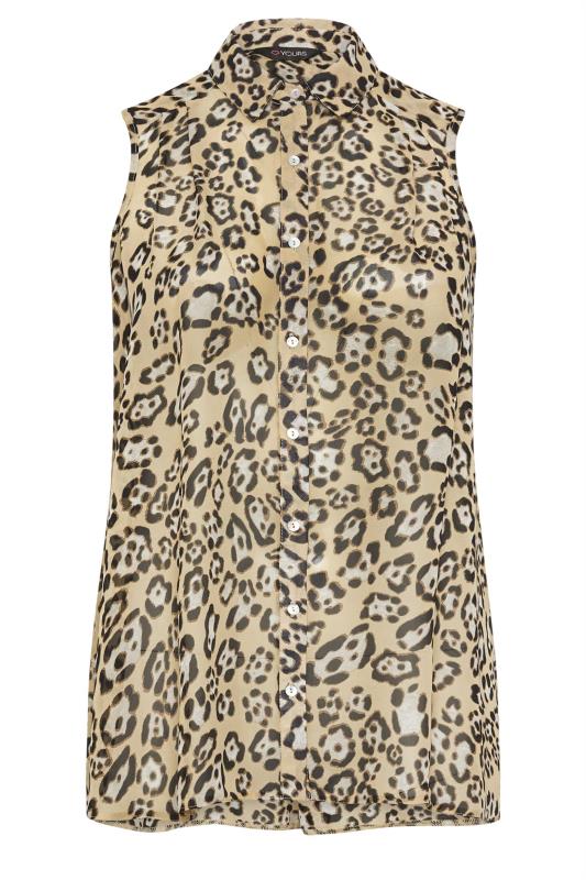 YOURS Plus Size Brown Animal Print Sleeveless Shirt | Yours Clothing 5