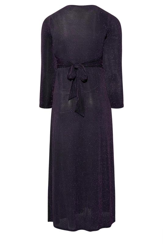 YOURS LONDON Curve Black & Purple Glitter Maxi Dress 7