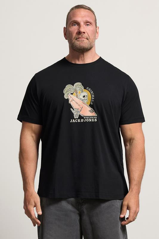  JACK & JONES T-shirt noir imprimé tête de mort Big & Tall