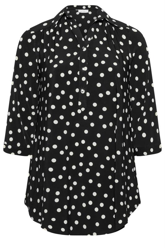 YOURS LONDON Plus Size Black Polka Dot Print Shirt | Yours Clothing 6