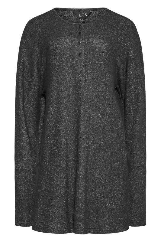 LTS Tall Charcoal Grey Henley Soft Touch Lounge Top 7
