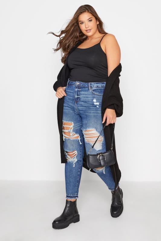 Plus Size Curve Black Hooded Longline Cardigan | Yours Clothing 2