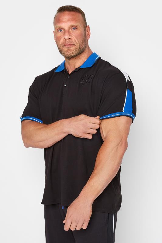 D555 Big & Tall Black & Blue Contrast Polo Shirt_A.jpg