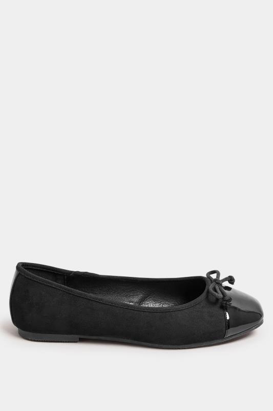 Black Chisel Toe Ballerina Pumps In Extra Wide EEE Fit | Yours Clothing  3