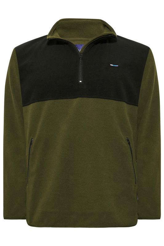 BadRhino Big & Tall Black & Green Quarter Zip Fleece Sweatshirt | BadRhino 3