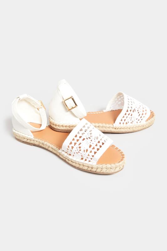 LTS White Espadrille Sandals In Standard Fit| Long Tall Sally  5