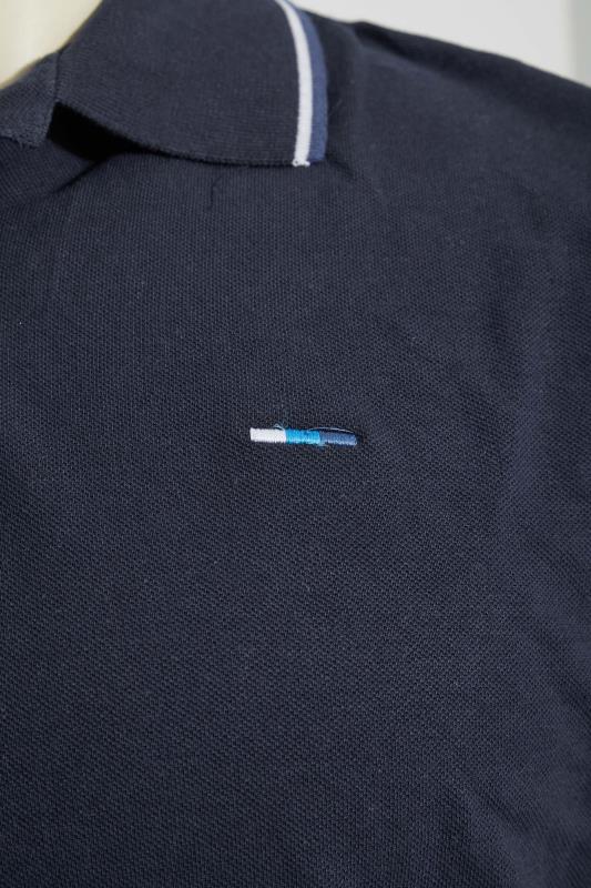 BadRhino Navy Blue 3 Pack Essential Tipped Polo Shirts | BadRhino 5