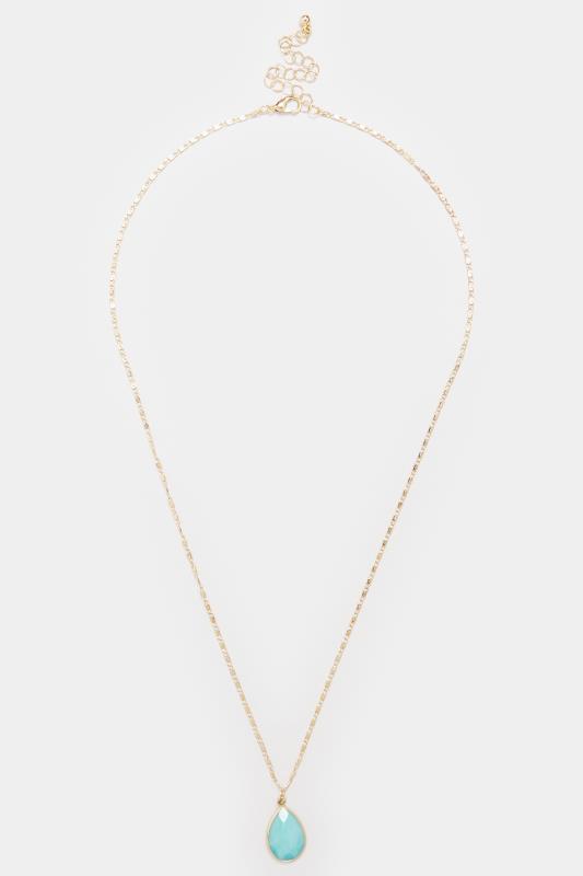 Gold Tone Gemstone Pendant Necklace 2