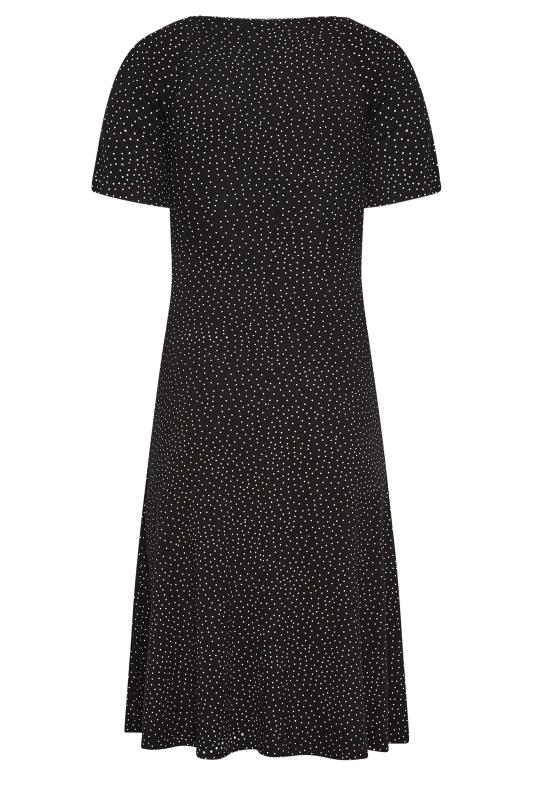 YOURS PETITE Plus Size Black Spot Print Lace Trim Midi Dress | Yours Clothing 7