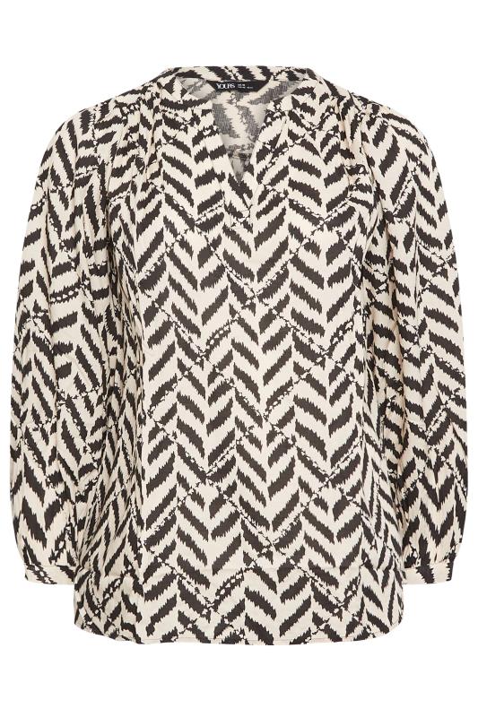 YOURS Plus Size Natural White Zig Zag Print Blouse | Yours Clothing 6