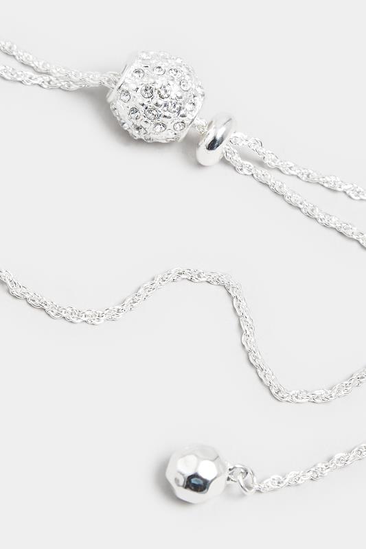Silver Diamante Ball Long Necklace | Yours Clothing  3