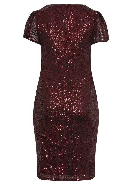 YOURS LONDON Red Sequin Wrap Shift Dress | Yours Clothing 7
