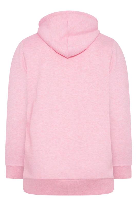 Plus Size Light Pink Marl Zip Through Hoodie | Yours Clothing  7
