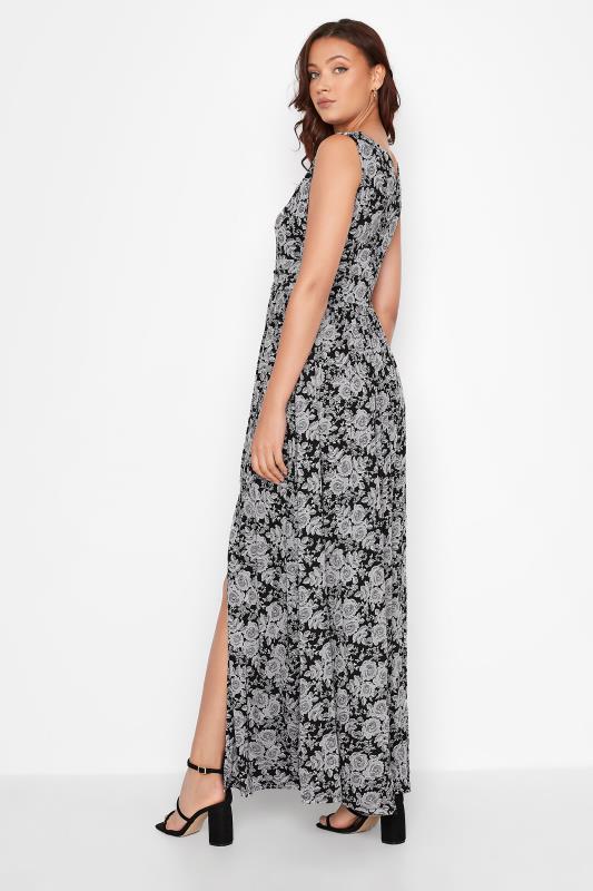 LTS Tall Black Floral Side Slit Maxi Dress 3