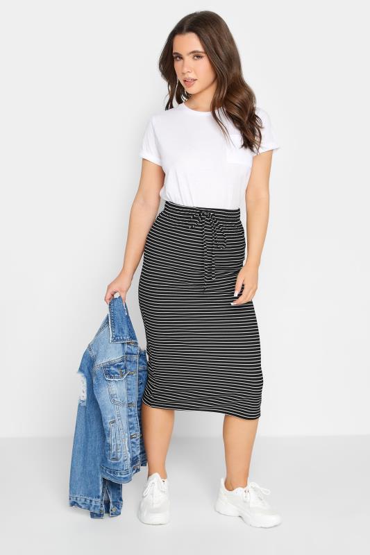 Petite Black Stripe Midaxi Skirt | PixieGirl 2