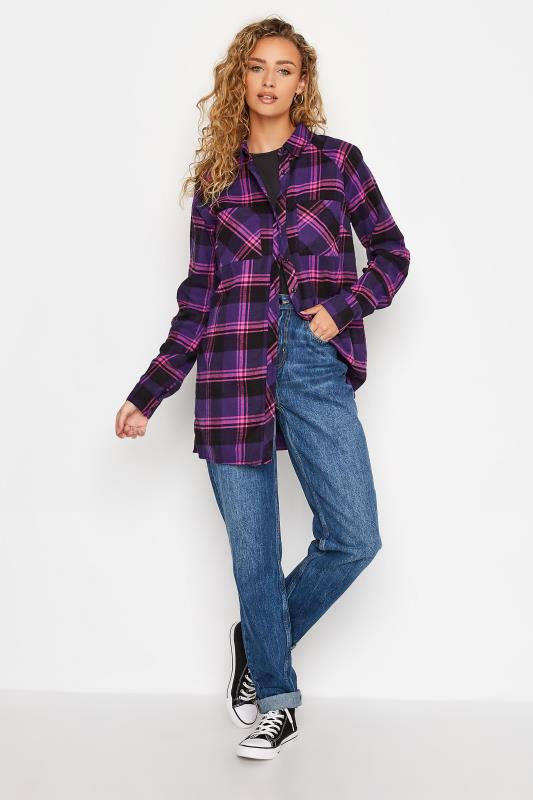 LTS Tall Women's Purple Check Raglan Shirt | Long Tall Sally 2