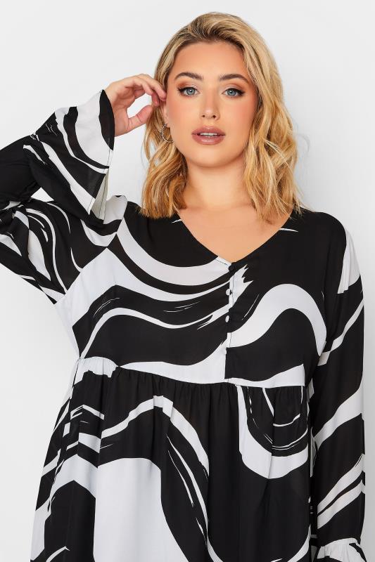 LIMITED COLLECTION Plus Size Curve Black & White Marble Print Blouse | Yours Clothing 4