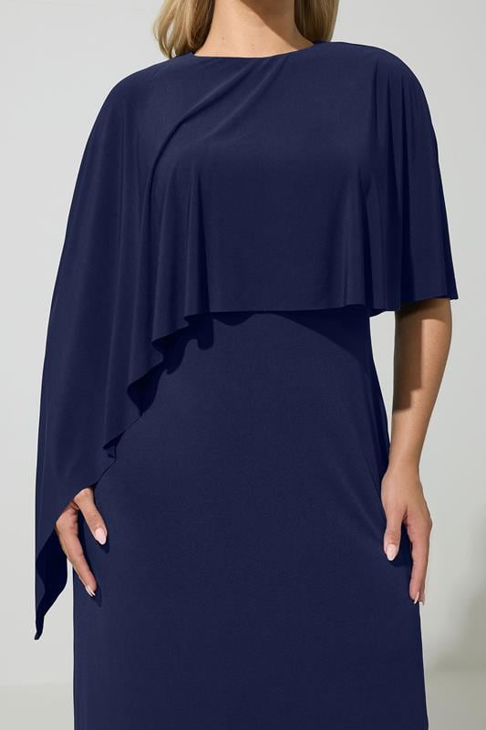 YOURS LONDON Plus Size Navy Blue Maxi Cape Dress | Yours Clothing 4