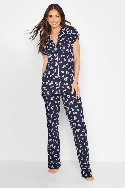 LTS Tall Navy Blue Daisy Print Cotton Pyjama Set 1