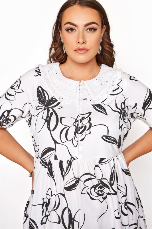 LIMITED COLLECTION White Floral Smock Collared Top_D.jpg